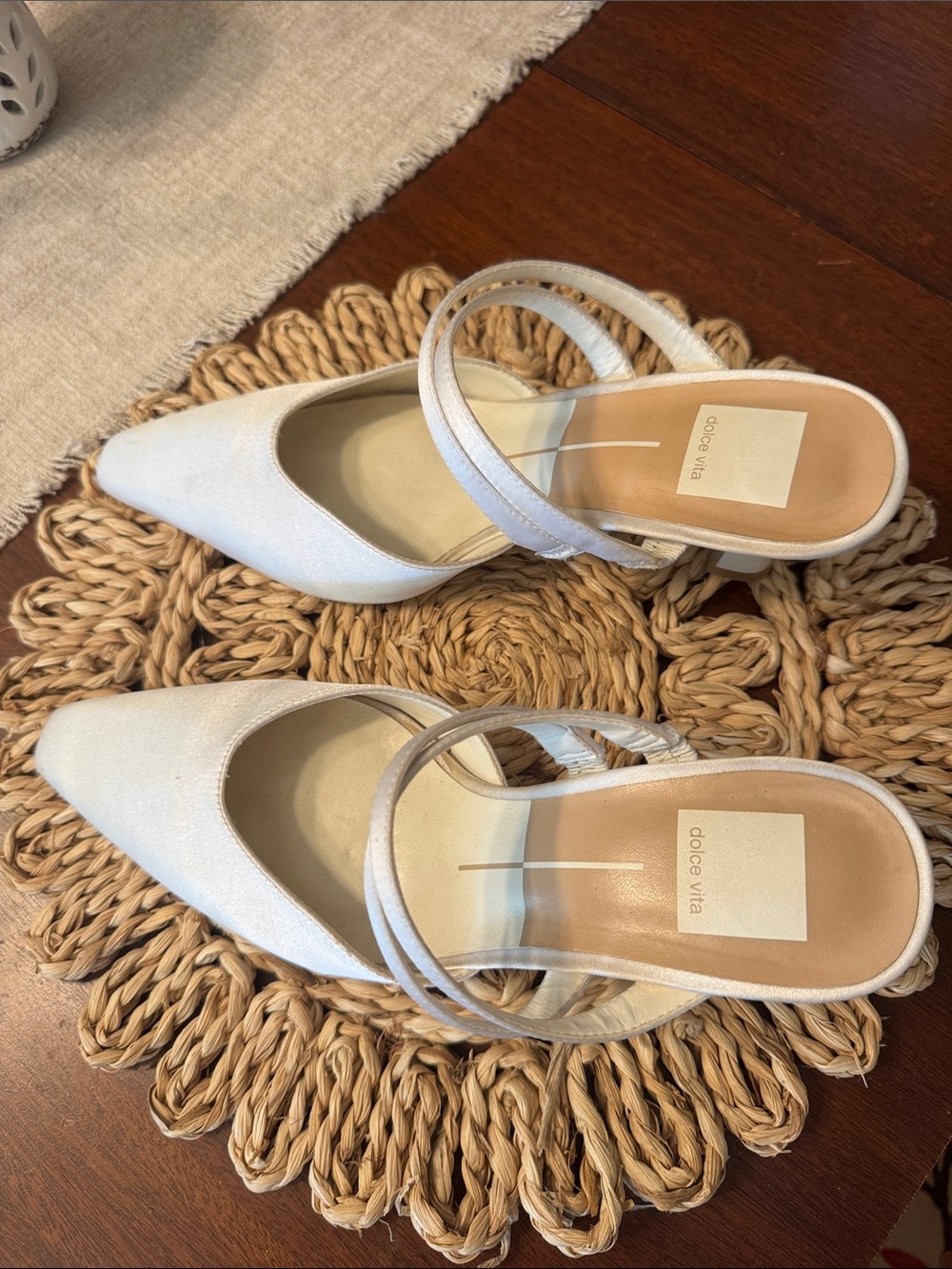 Dolce Vita White Pointed Slingback Mules